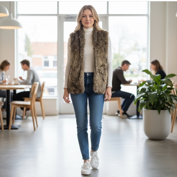 Sebby Faux Fur Vest with Pockets - Picture 2 of 10